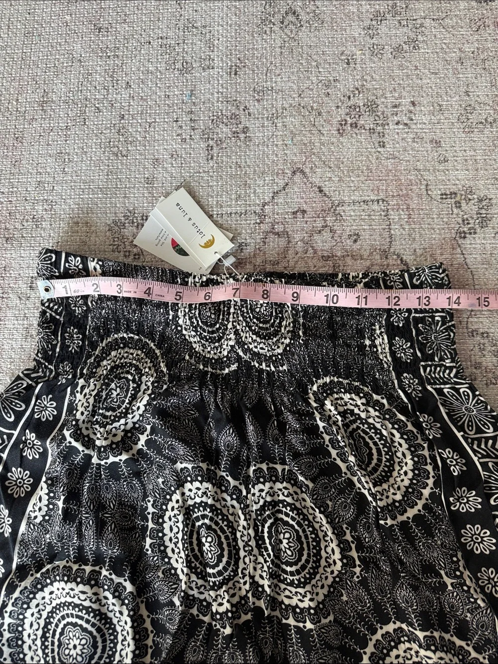 Black & White Mandala Smocked Waist Joggers - Picture 6 of 9